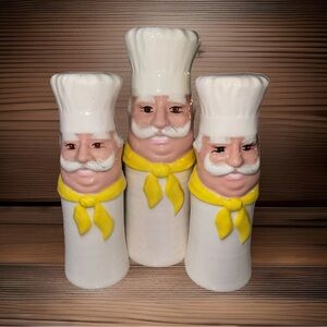 Vintage Hand Painted Chef Shakers Late 70s Early 80s Rare Cozy Cottagecore